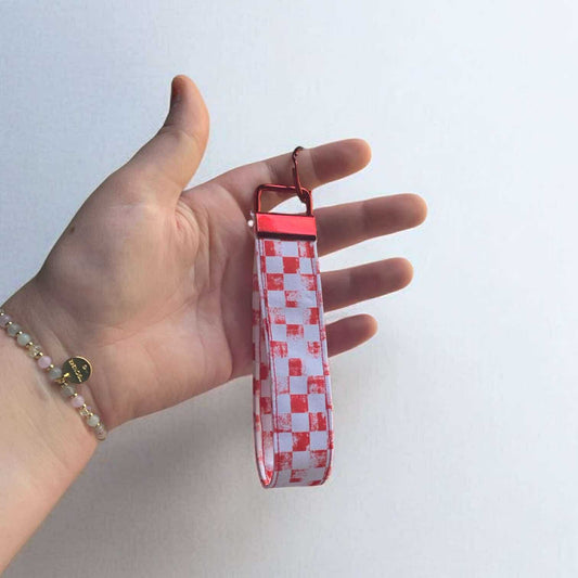 Chalk Check Mini Wristlet Keychain